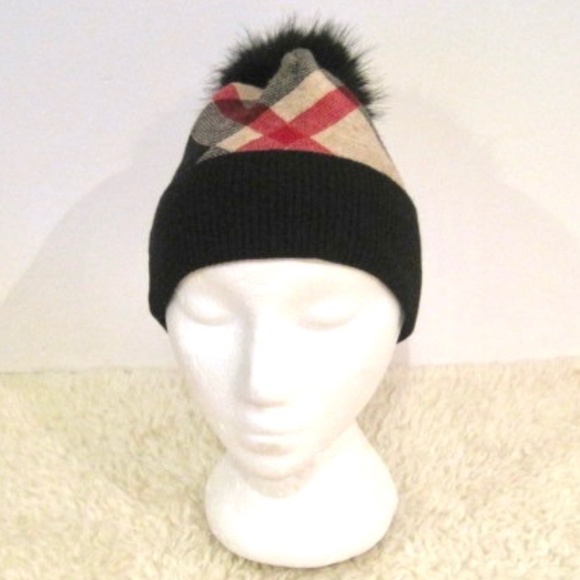 Rachel Zoe Tartan Check Knit Beanie With Pom Pom - Picture 3 of 8
